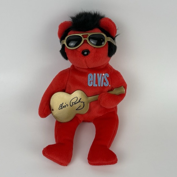 Ty Other - Ty Beanie Baby HEARTBEAR HOTEL ELVIS PRESLEY BEAR Playing Guitar Sunglasses 2009